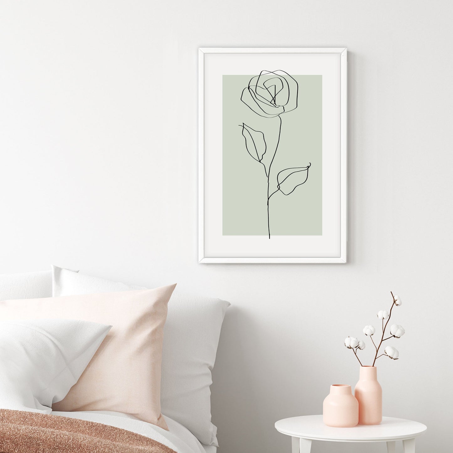 Ethan Taylor 'Rose Line Art Sage Green' Framed Art Print