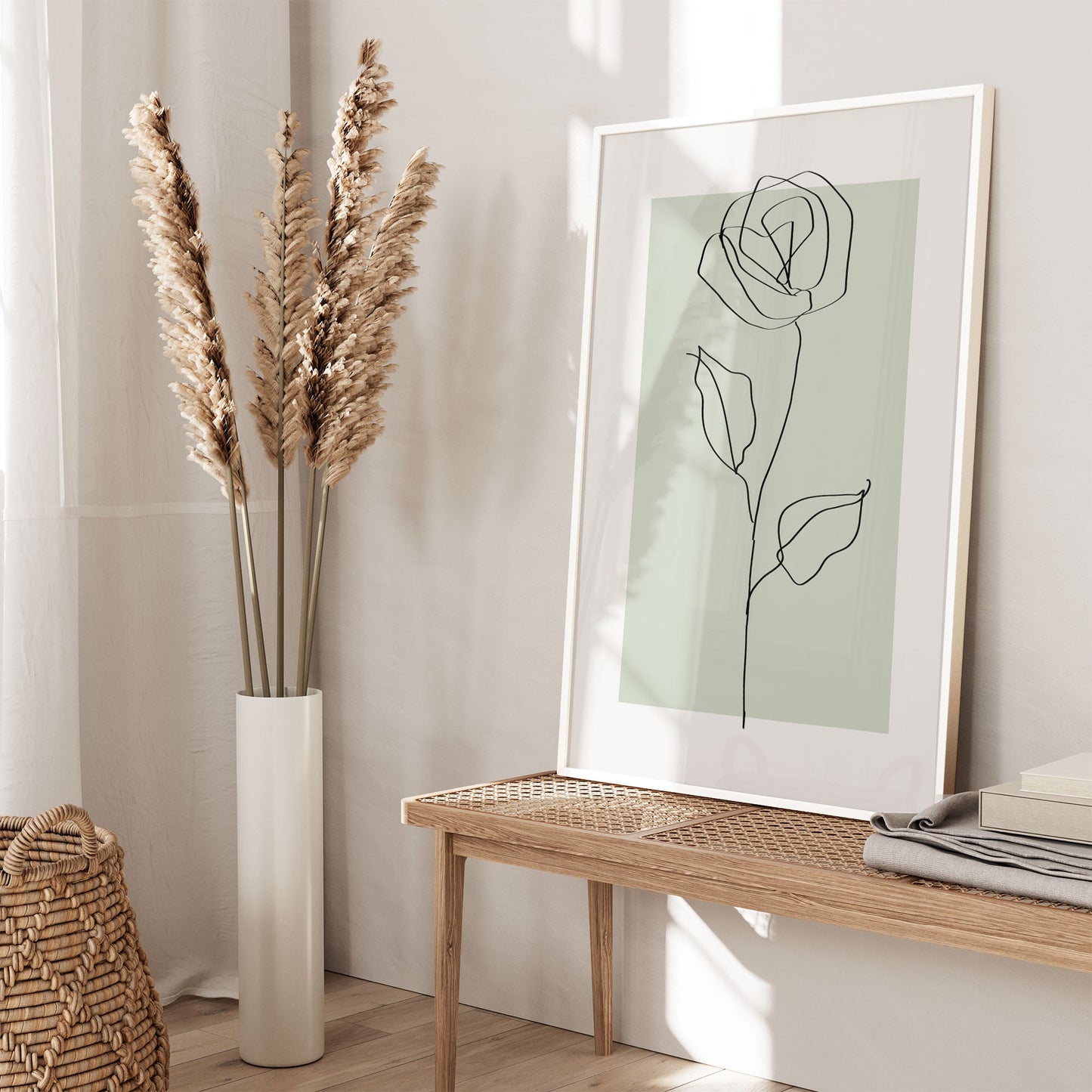 Ethan Taylor 'Rose Line Art Sage Green' Framed Art Print