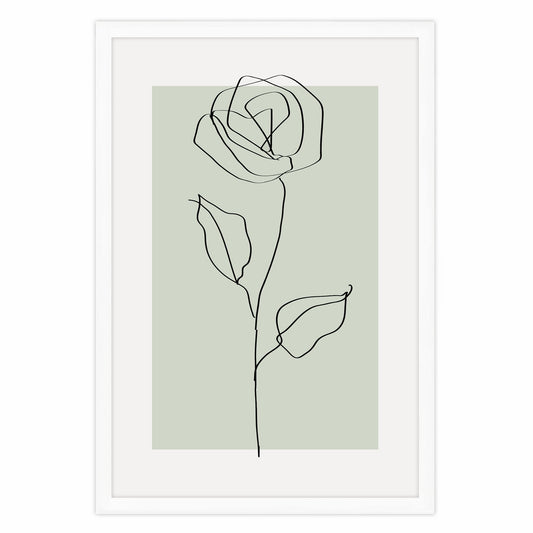 Ethan Taylor 'Rose Line Art Sage Green' Framed Art Print