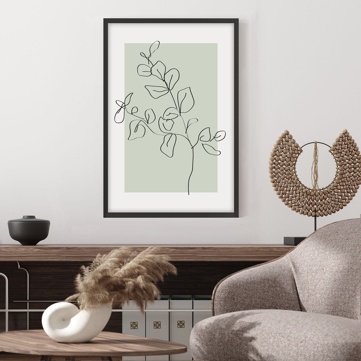 Ethan Taylor 'Eucalyptus Line Art Sage Green III' Framed Art Print