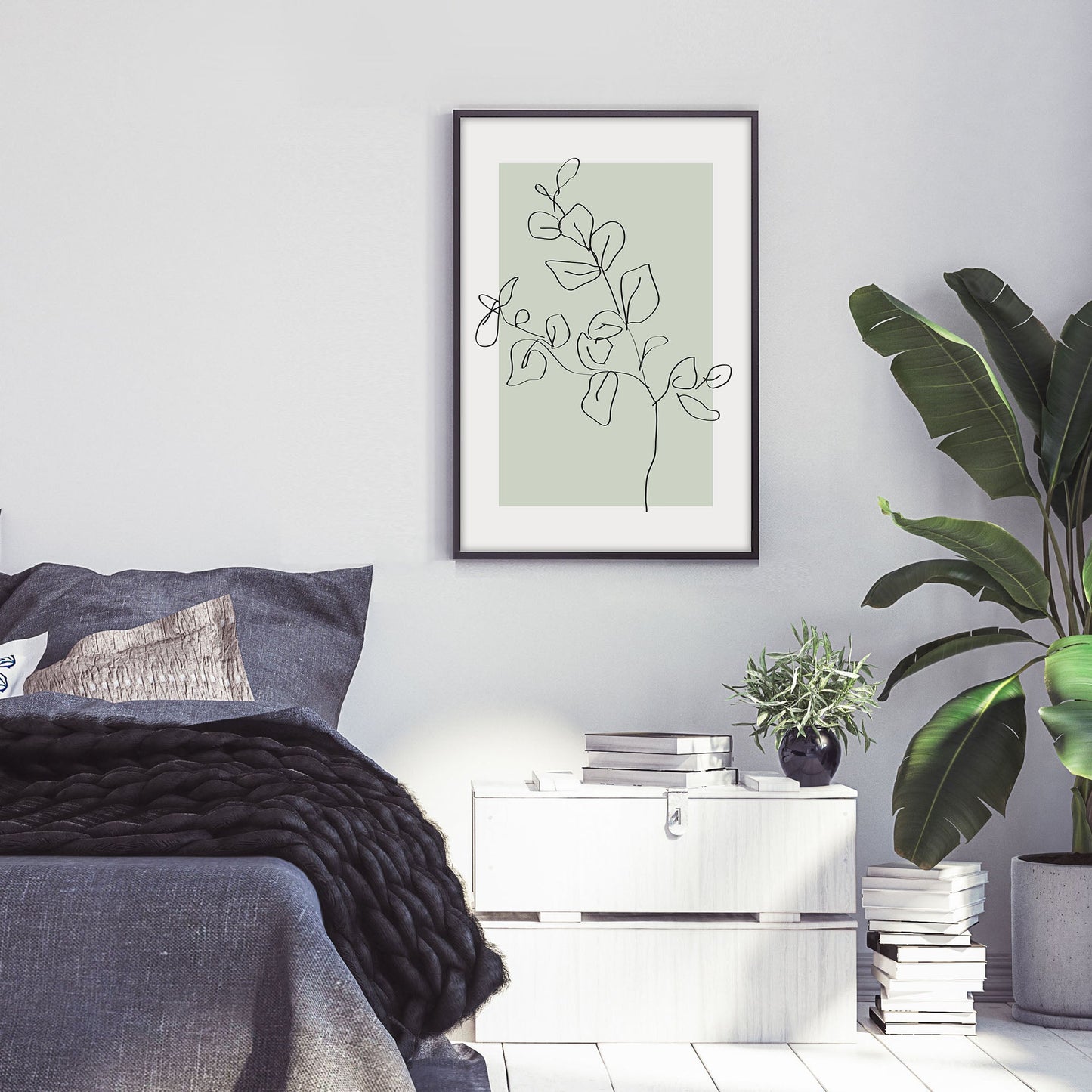 Ethan Taylor 'Eucalyptus Line Art Sage Green III' Framed Art Print