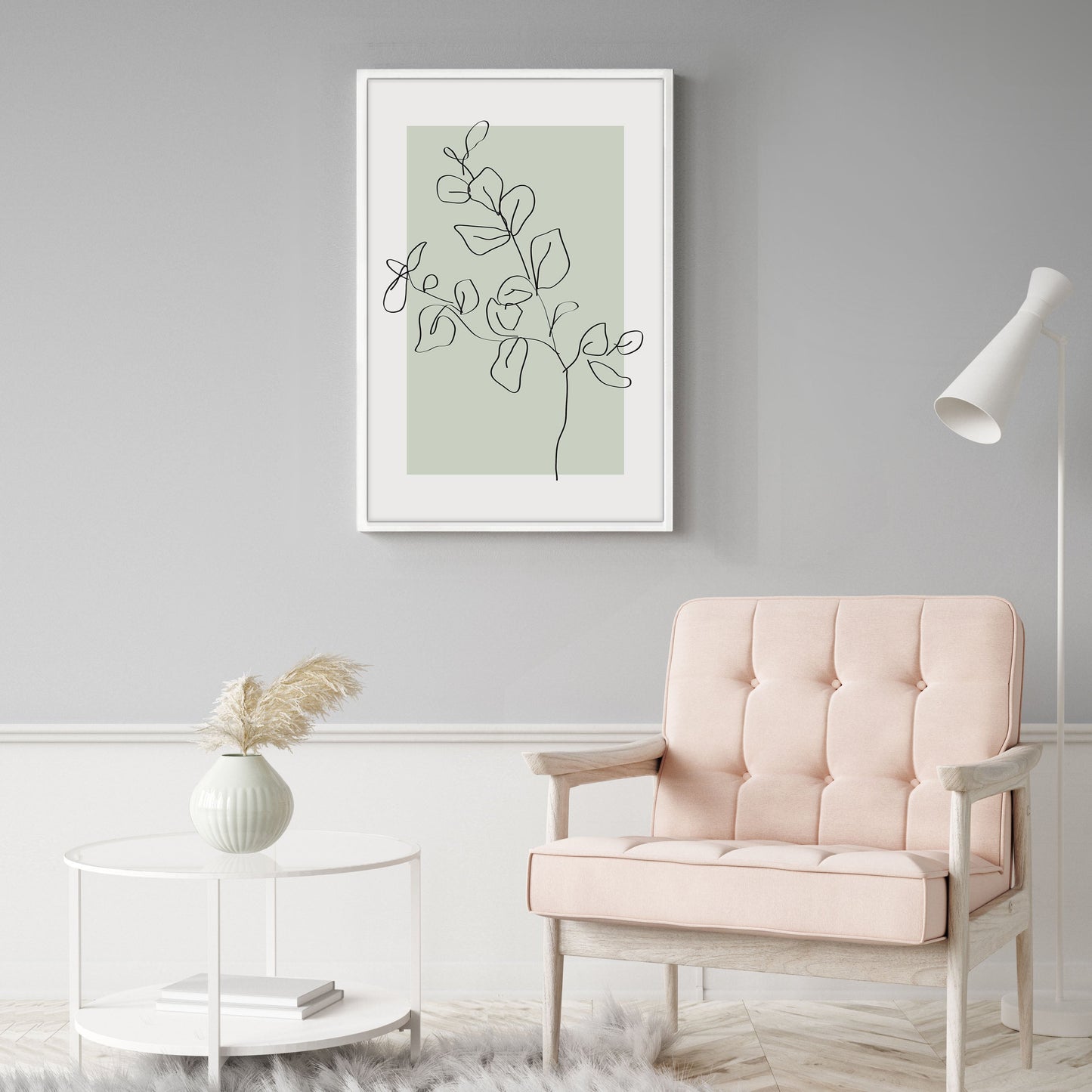 Ethan Taylor 'Eucalyptus Line Art Sage Green III' Framed Art Print