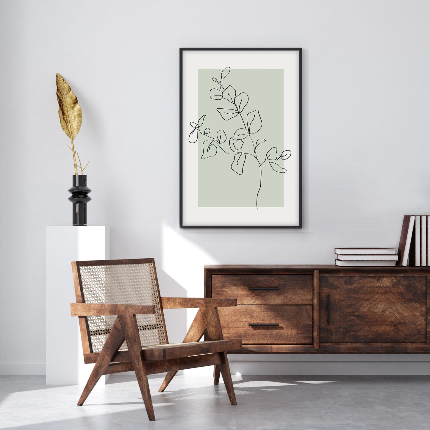 Ethan Taylor 'Eucalyptus Line Art Sage Green III' Framed Art Print