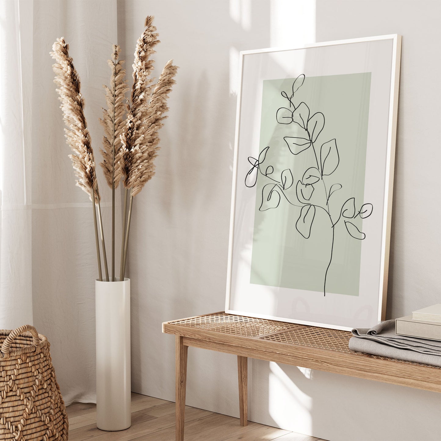 Ethan Taylor 'Eucalyptus Line Art Sage Green III' Framed Art Print