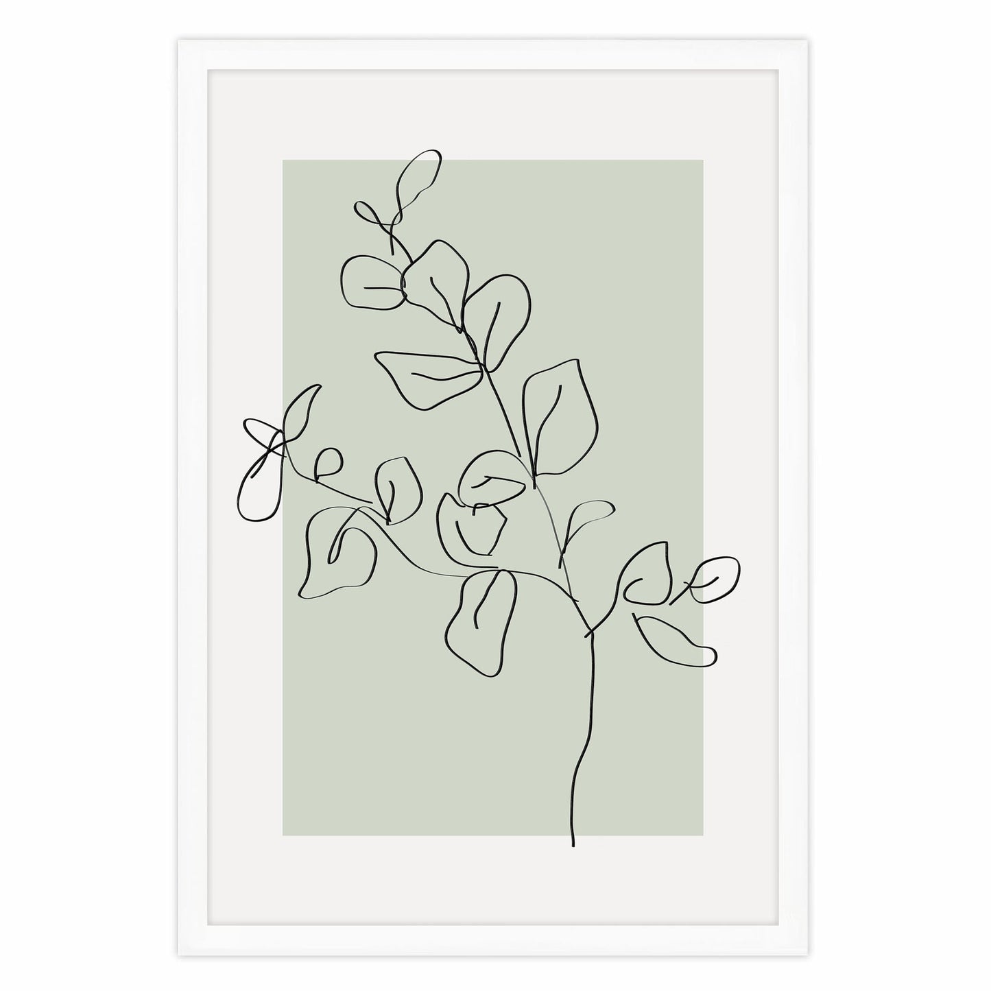 Ethan Taylor 'Eucalyptus Line Art Sage Green III' Framed Art Print