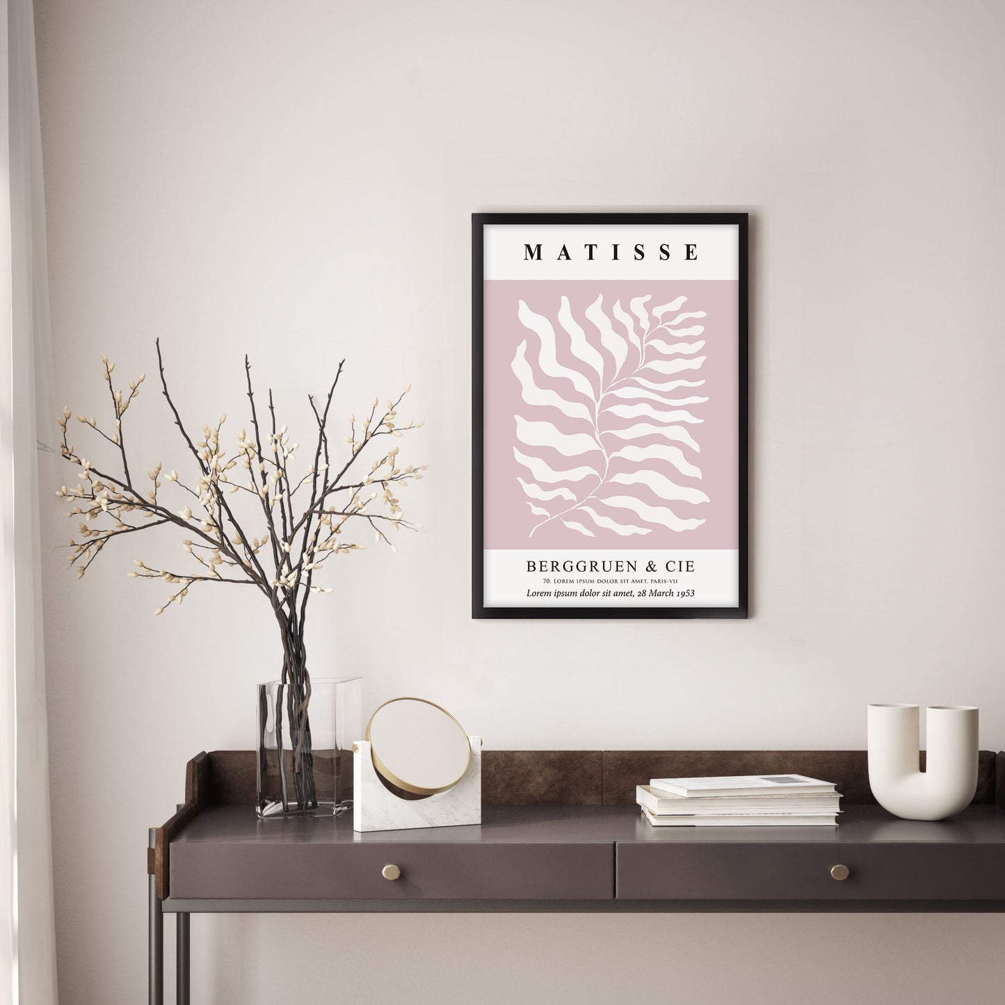 Ethan Taylor 'Henri Matisse Botanical Blush Pink' Framed Art Print